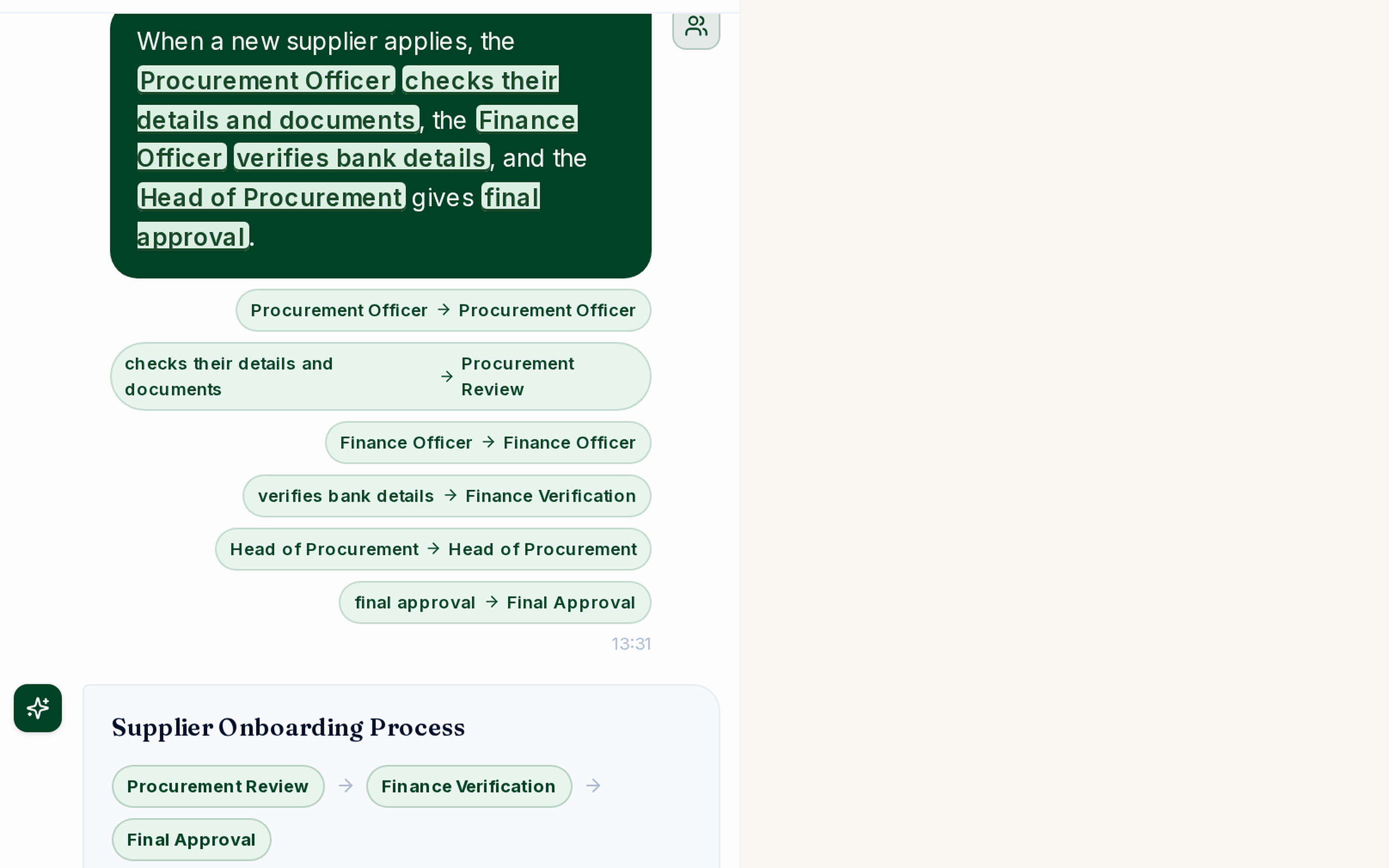 Ask Achi building a purchase approval app from a plain-English description